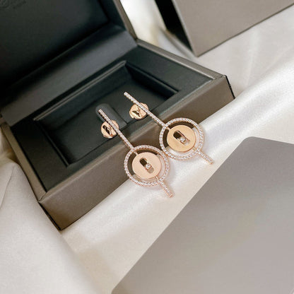 [Eterna Jewels]LUCKY MOVE ARROW PINK GOLD DIAMOND EARRINGS