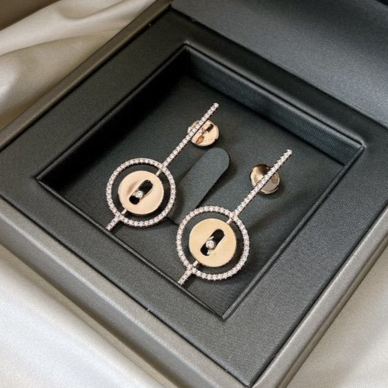 [Eterna Jewels]LUCKY MOVE ARROW PINK GOLD DIAMOND EARRINGS