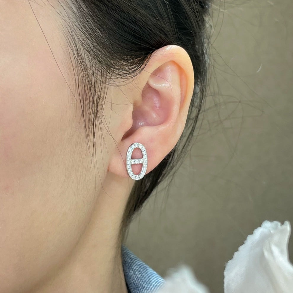 [Eterna Jewels]HM FULL DIAMOND PIG NOSE STUD EARRINGS
