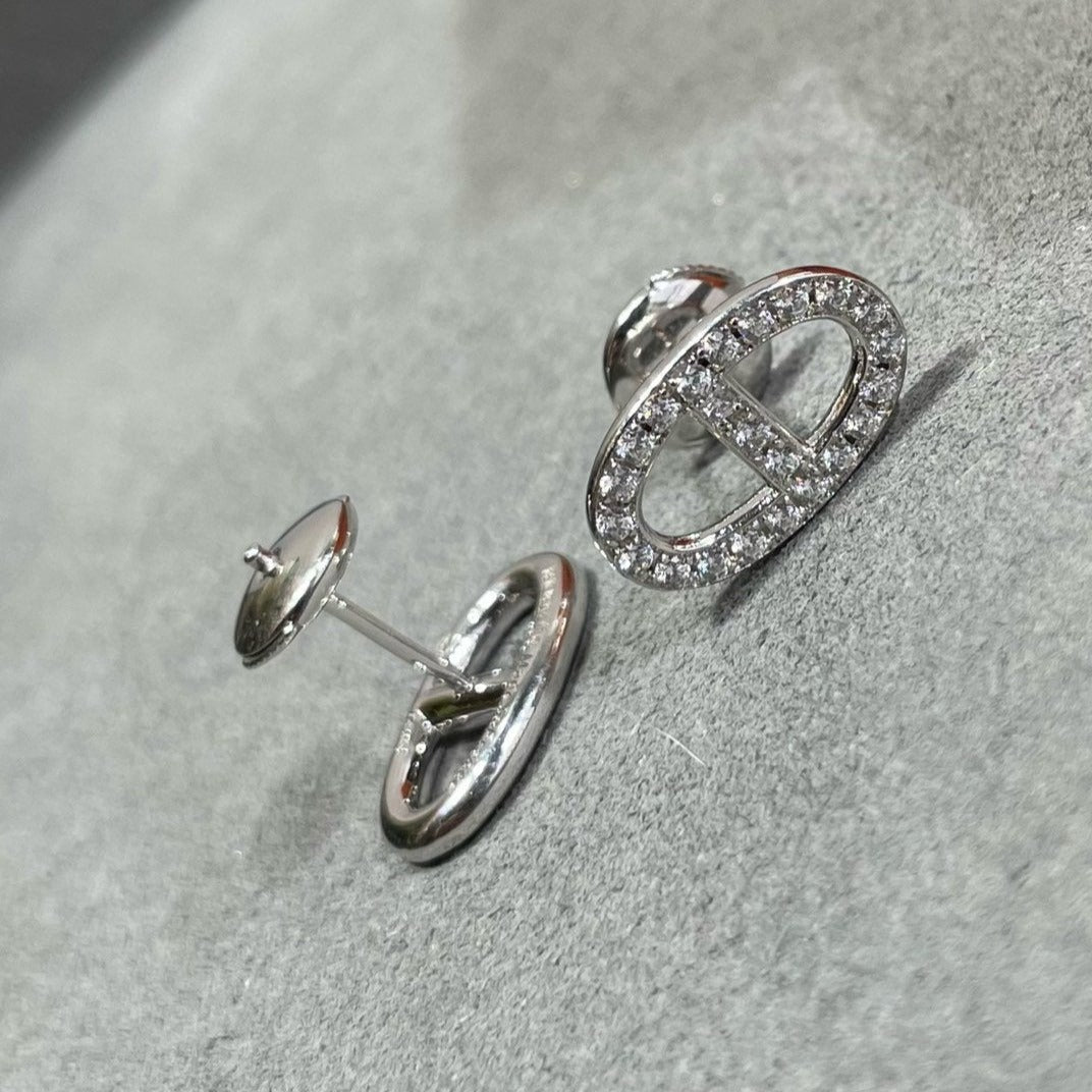 [Eterna Jewels]HM FULL DIAMOND PIG NOSE STUD EARRINGS