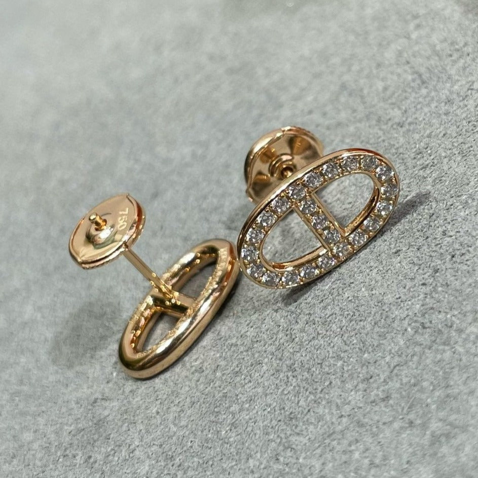 [Eterna Jewels]HM FULL DIAMOND PIG NOSE STUD EARRINGS