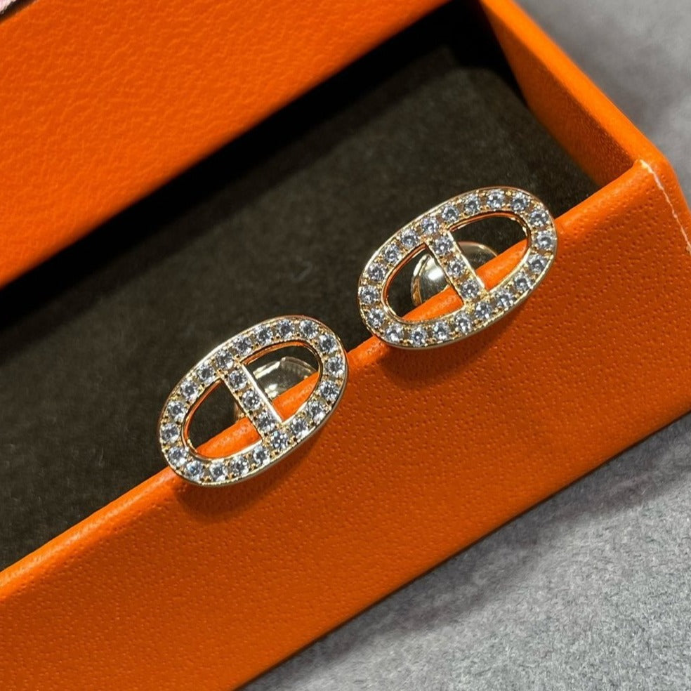 [Eterna Jewels]HM FULL DIAMOND PIG NOSE STUD EARRINGS