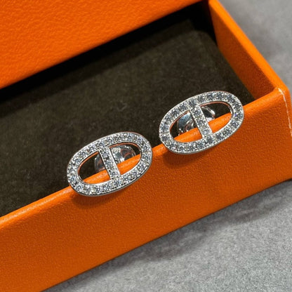 [Eterna Jewels]HM FULL DIAMOND PIG NOSE STUD EARRINGS