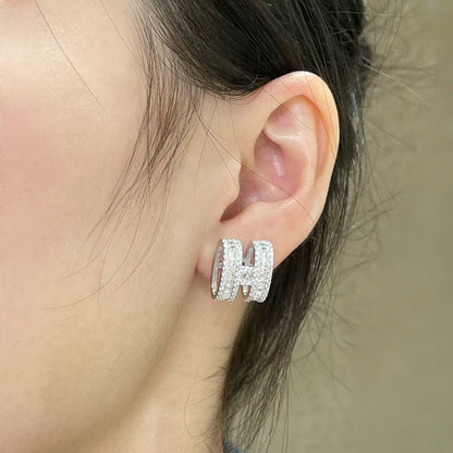 [Eterna Jewels]H STUD EARRINGS WITH SILVER DIAMONDS