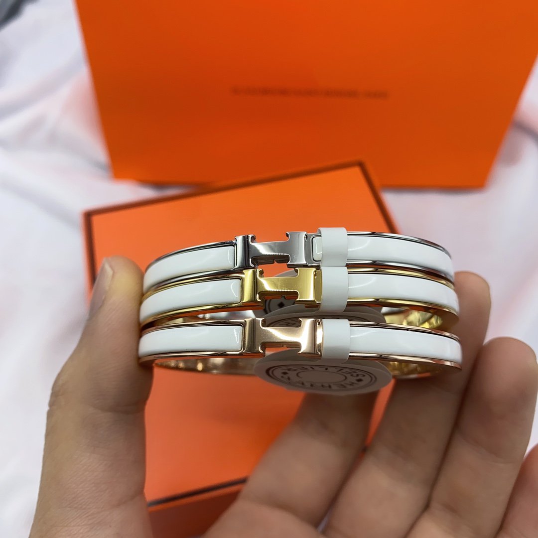 [Eterna Jewels]CLASSIC HM CLIC WHITE 8MM ENAMEL BRACELET