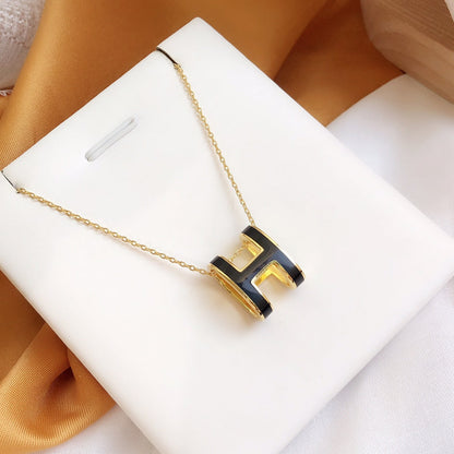 [Eterna Jewels]HM CLIC BLACK ENAMEL GOLD NECKLACE