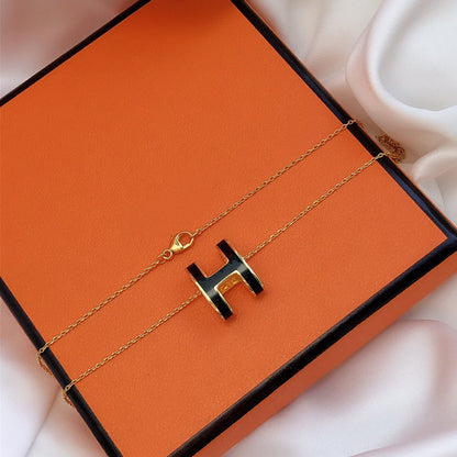 [Eterna Jewels]HM CLIC BLACK ENAMEL GOLD NECKLACE