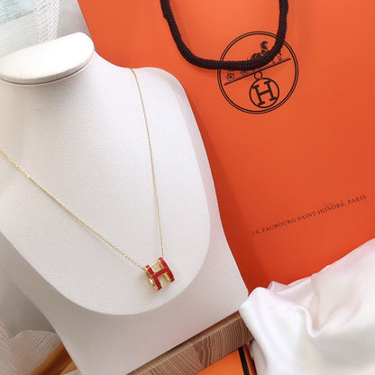 [Eterna Jewels]HM CLIC RED ENAMEL GOLD NECKLACE