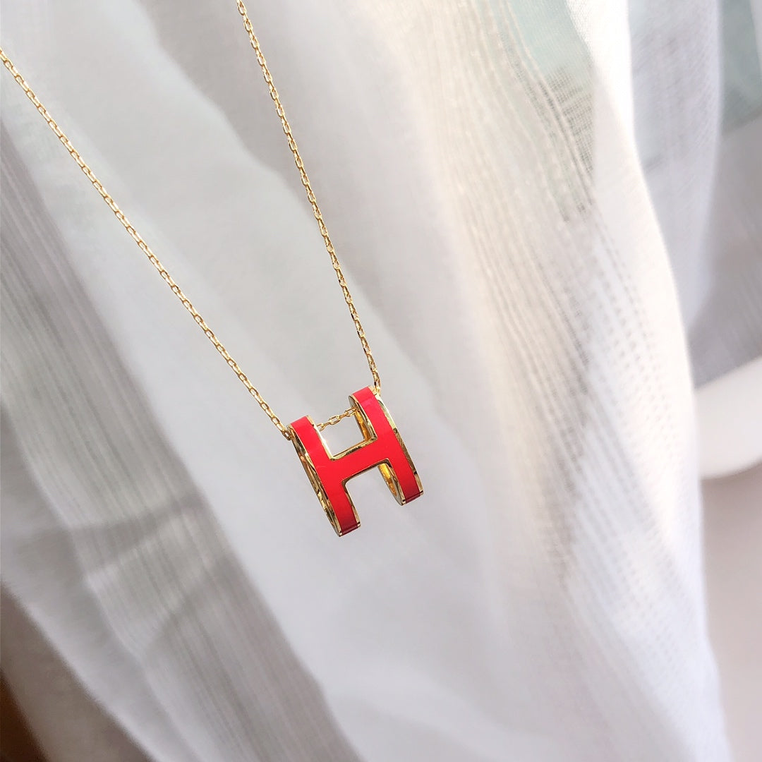 [Eterna Jewels]HM CLIC RED ENAMEL GOLD NECKLACE
