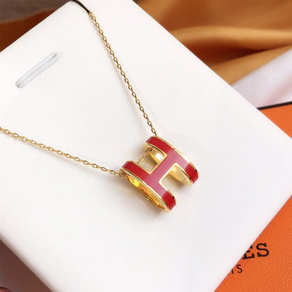 [Eterna Jewels]HM CLIC RED ENAMEL GOLD NECKLACE