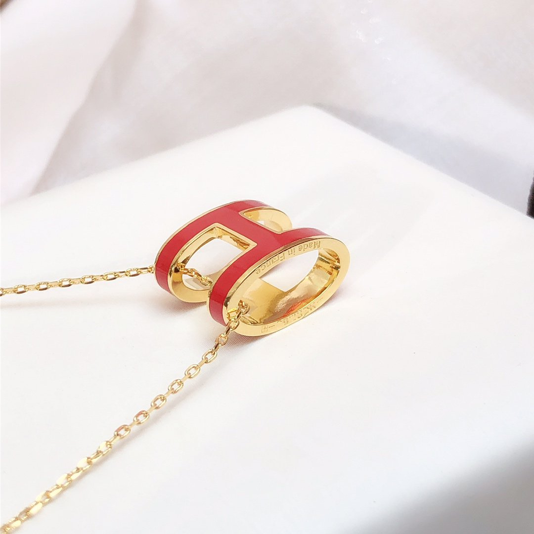 [Eterna Jewels]HM CLIC RED ENAMEL GOLD NECKLACE
