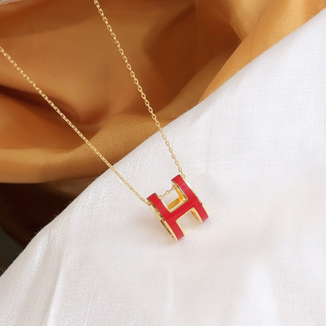 [Eterna Jewels]HM CLIC RED ENAMEL GOLD NECKLACE