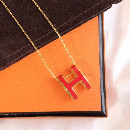 [Eterna Jewels]HM CLIC RED ENAMEL GOLD NECKLACE