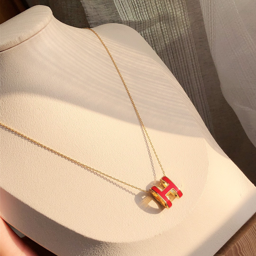 [Eterna Jewels]HM CLIC RED ENAMEL GOLD NECKLACE