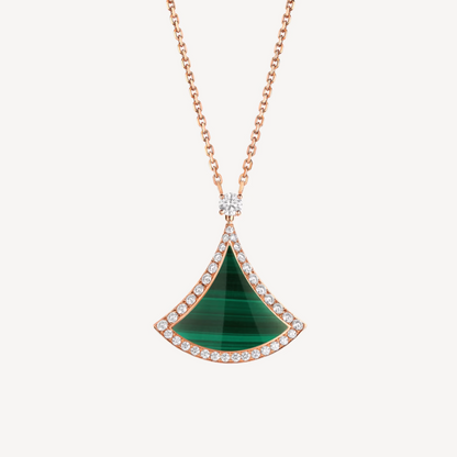 [Eterna Jewels]DREAM MALACHITE DIAMOND PAVED PINK GOLD NECKLACE