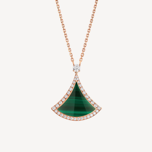 [Eterna Jewels]DREAM MALACHITE DIAMOND PAVED PINK GOLD NECKLACE