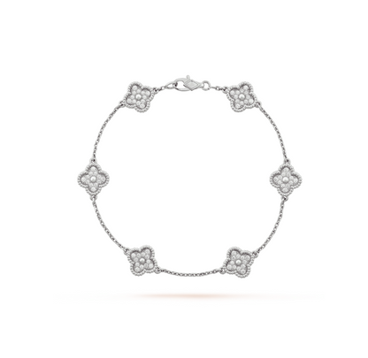 [Eterna Jewels]CLOVER 6 MOTIF SILVER DIAMOND BRACELET