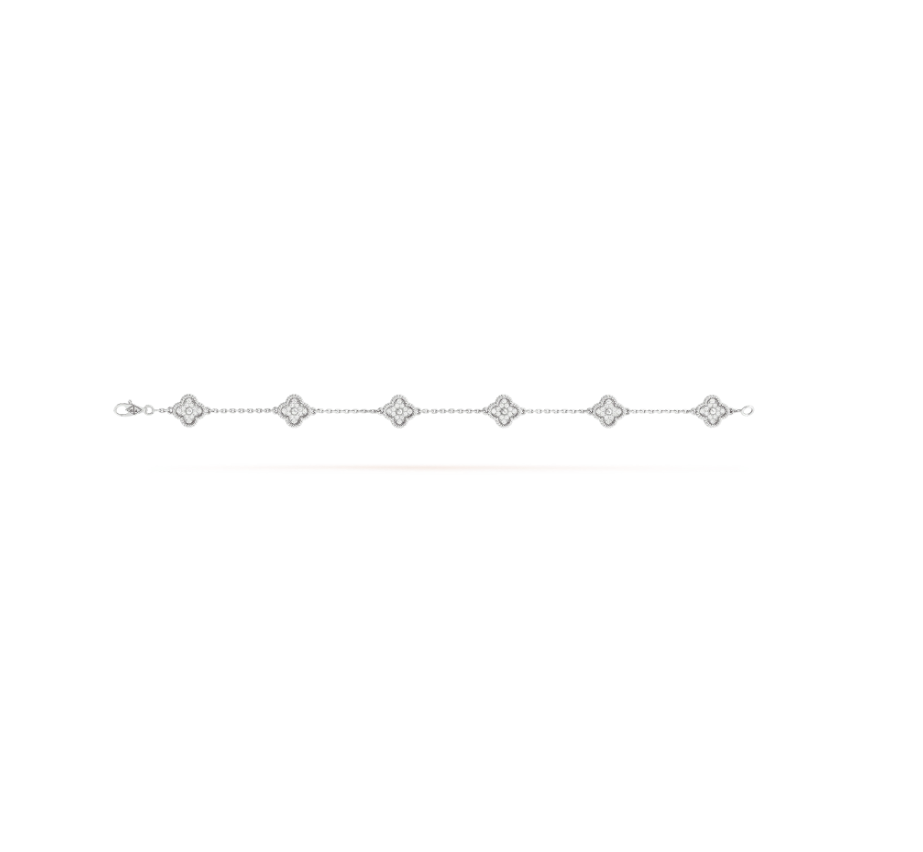 [Eterna Jewels]CLOVER 6 MOTIF SILVER DIAMOND BRACELET