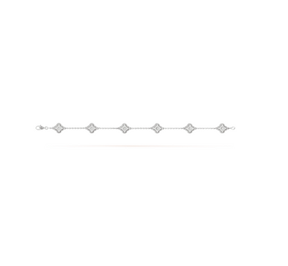 [Eterna Jewels]CLOVER 6 MOTIF SILVER DIAMOND BRACELET