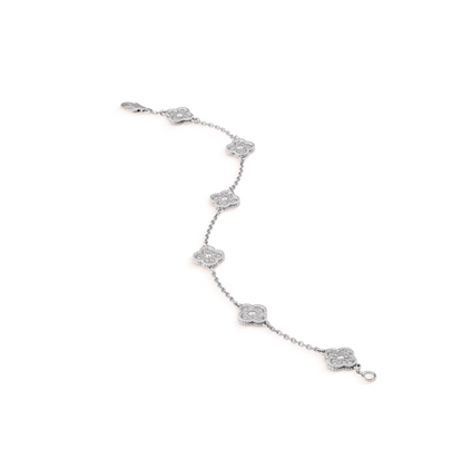 [Eterna Jewels]CLOVER 6 MOTIF SILVER DIAMOND BRACELET