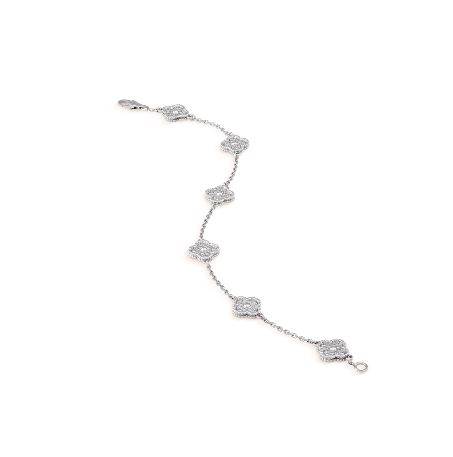 [Eterna Jewels]CLOVER 6 MOTIF SILVER DIAMOND BRACELET