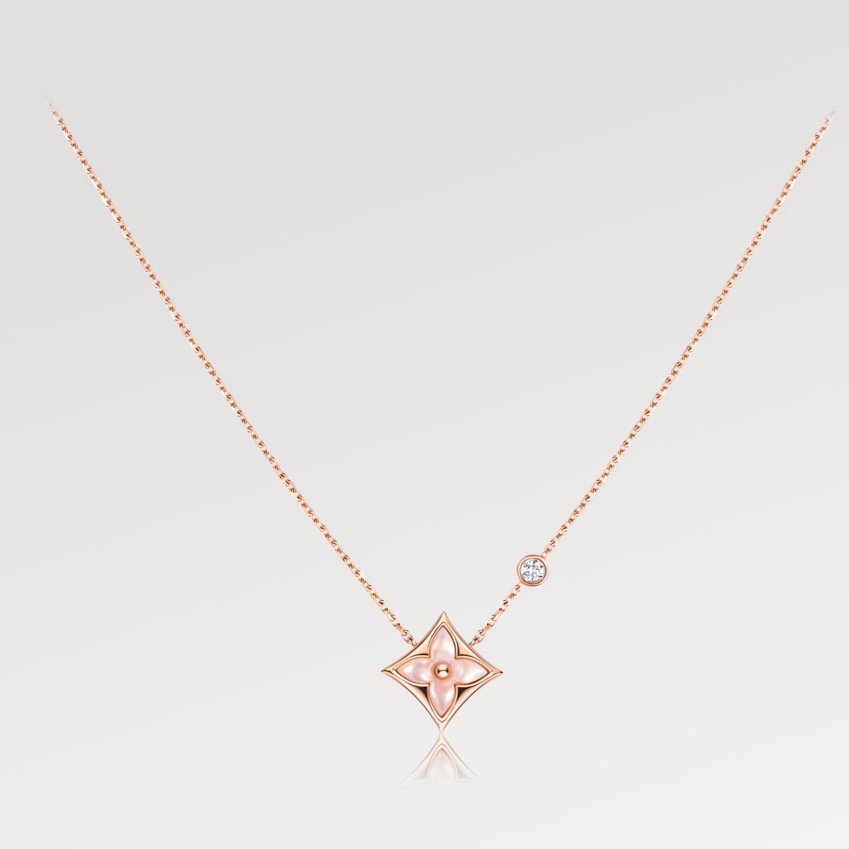 [Eterna Jewels]STAR PINK MOP 1 DIAMOND PINK GOLD NECKLACE