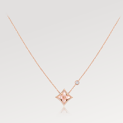 [Eterna Jewels]STAR PINK MOP 1 DIAMOND PINK GOLD NECKLACE