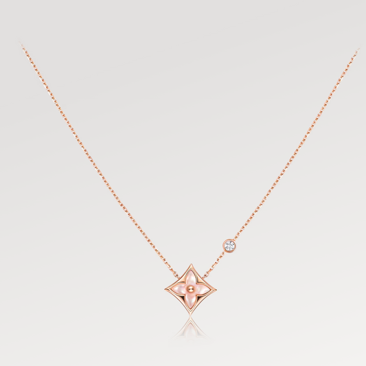 [Eterna Jewels]STAR PINK MOP 1 DIAMOND PINK GOLD NECKLACE