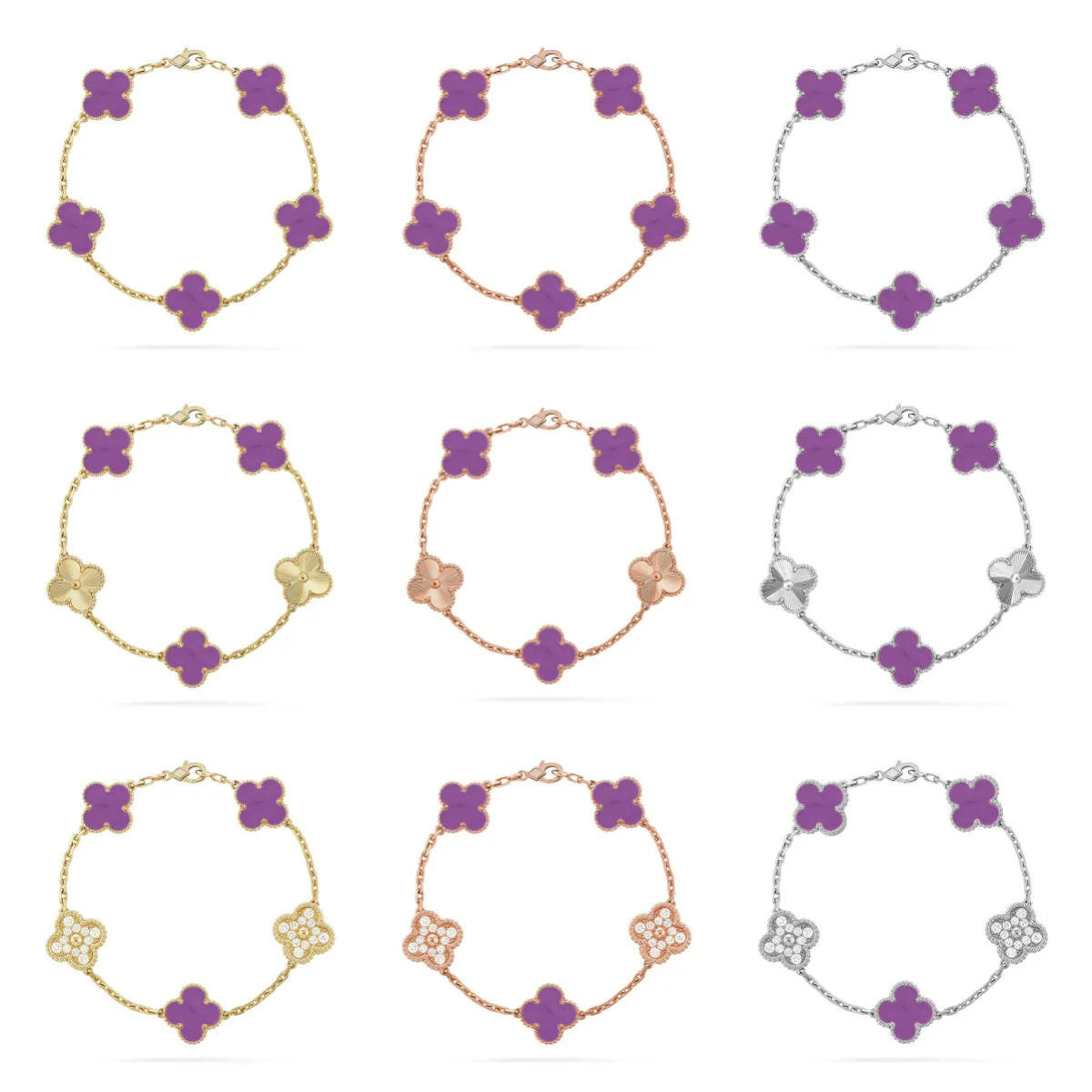 [Eterna Jewels] CLOVER 5 MOTIF VIOLET BRACELET COLLECTION