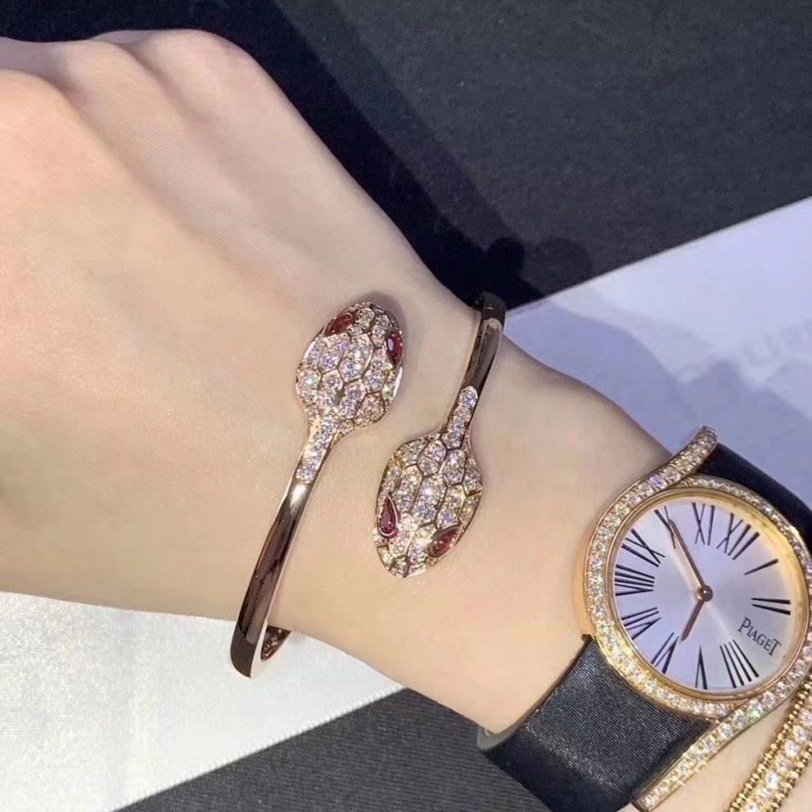 [Eterna Jewels]SERPENTI BRACELET PINK GOLD DIAMOND DOUBLE SNAKE