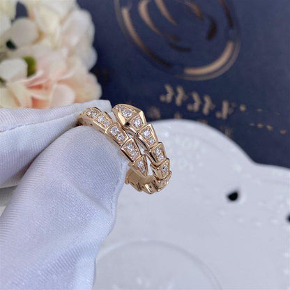 [Eterna Jewels]SERPENTI RING PINK GOLD DIAMOND PAVED 4MM