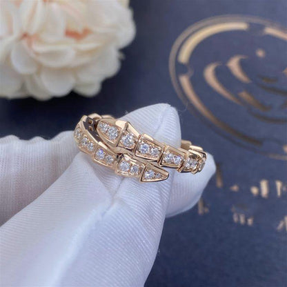 [Eterna Jewels]SERPENTI RING PINK GOLD DIAMOND PAVED 4MM