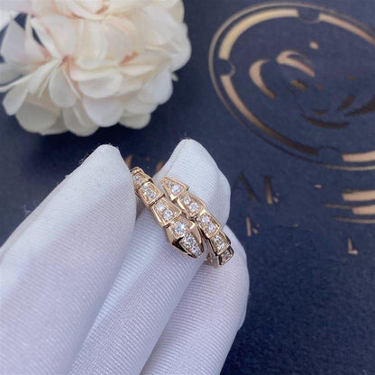 [Eterna Jewels]SERPENTI RING PINK GOLD DIAMOND PAVED 4MM