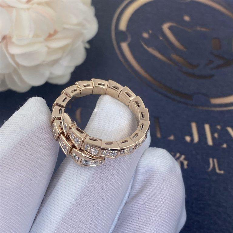 [Eterna Jewels]SERPENTI RING PINK GOLD DIAMOND PAVED 4MM
