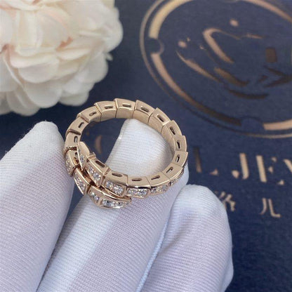 [Eterna Jewels]SERPENTI RING PINK GOLD DIAMOND PAVED 4MM