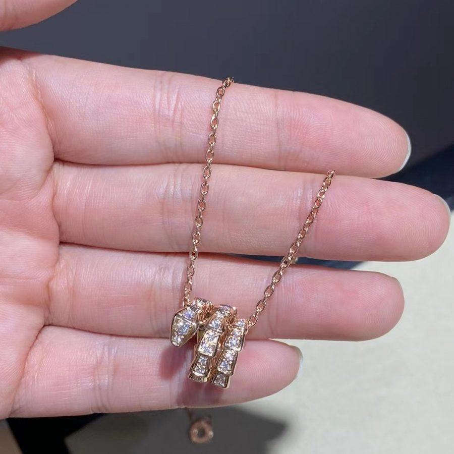 [Eterna Jewels]SERPENTI PINK GOLD NECKLACE DOUBLE RING DIAMOND