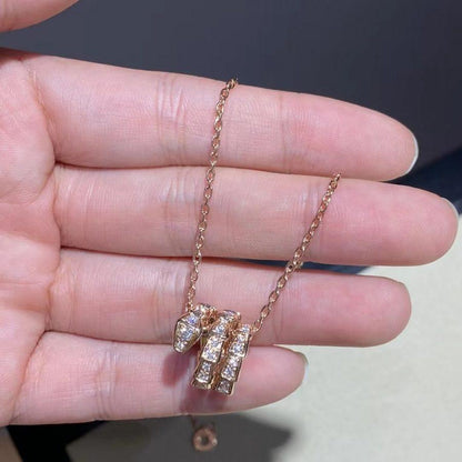 [Eterna Jewels]SERPENTI PINK GOLD NECKLACE DOUBLE RING DIAMOND