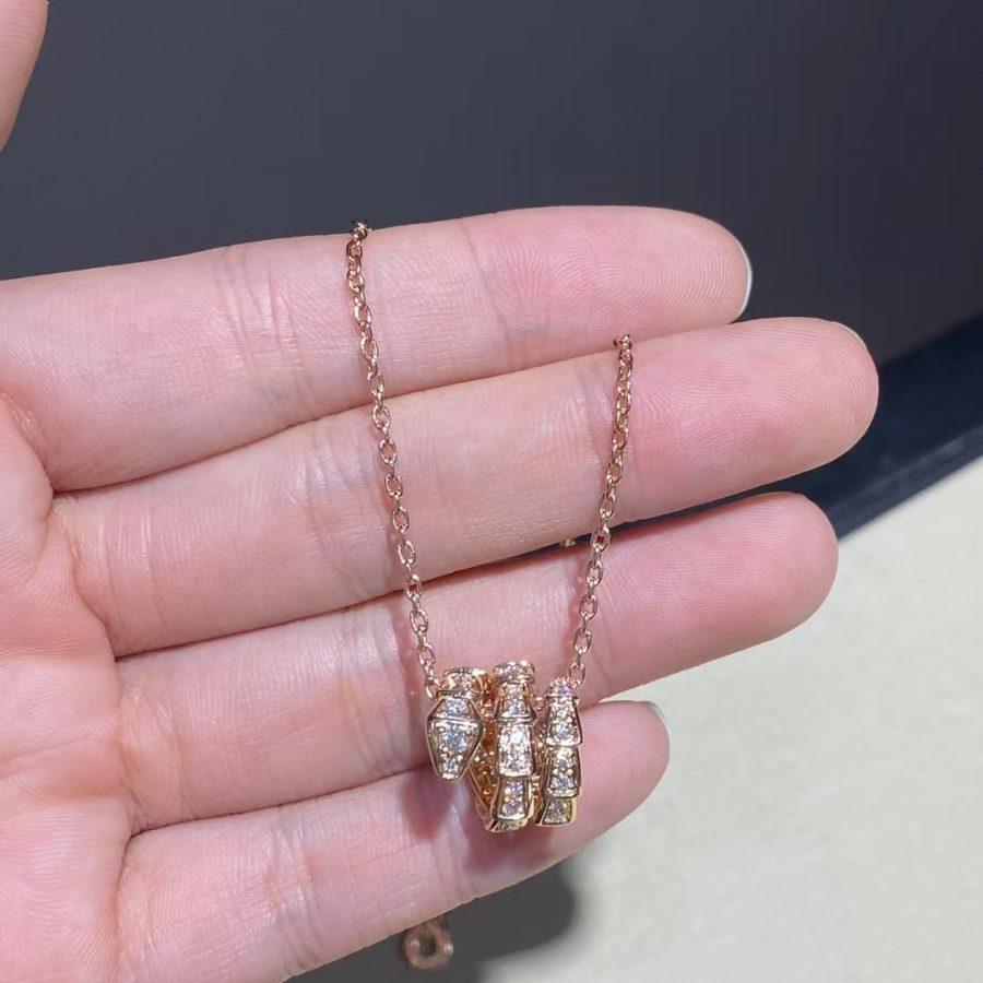 [Eterna Jewels]SERPENTI PINK GOLD NECKLACE DOUBLE RING DIAMOND