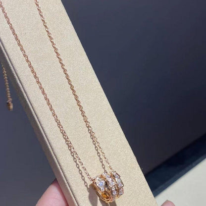 [Eterna Jewels]SERPENTI PINK GOLD NECKLACE DOUBLE RING DIAMOND