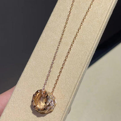 [Eterna Jewels]SERPENTI PINK GOLD NECKLACE DOUBLE RING DIAMOND