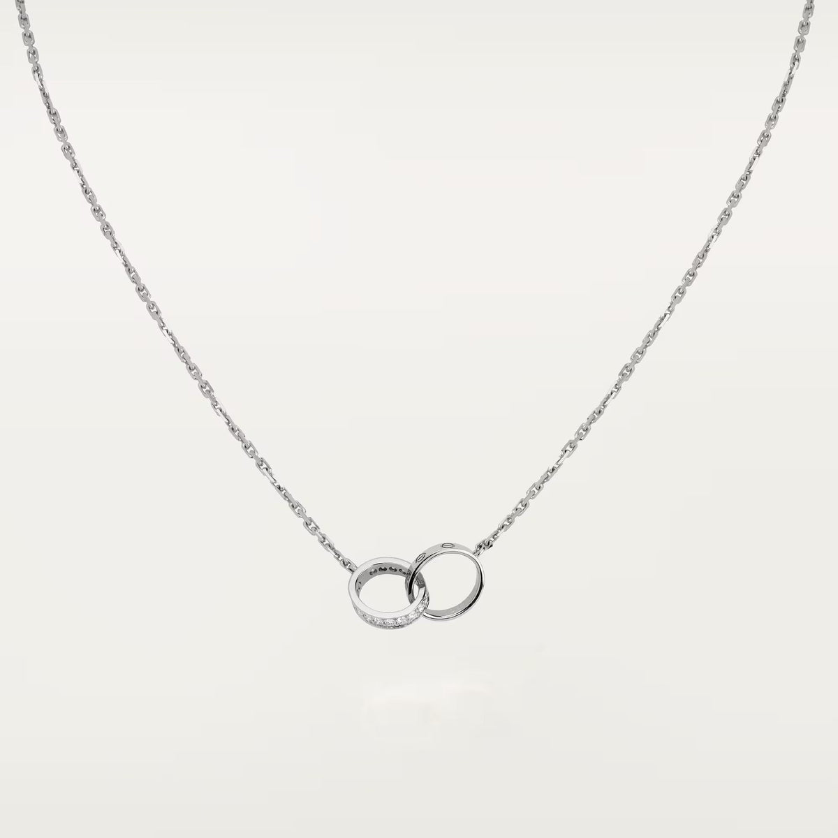 [Eterna Jewels]LOVE DOUBLE RING HALF DIAMOND NECKLACE