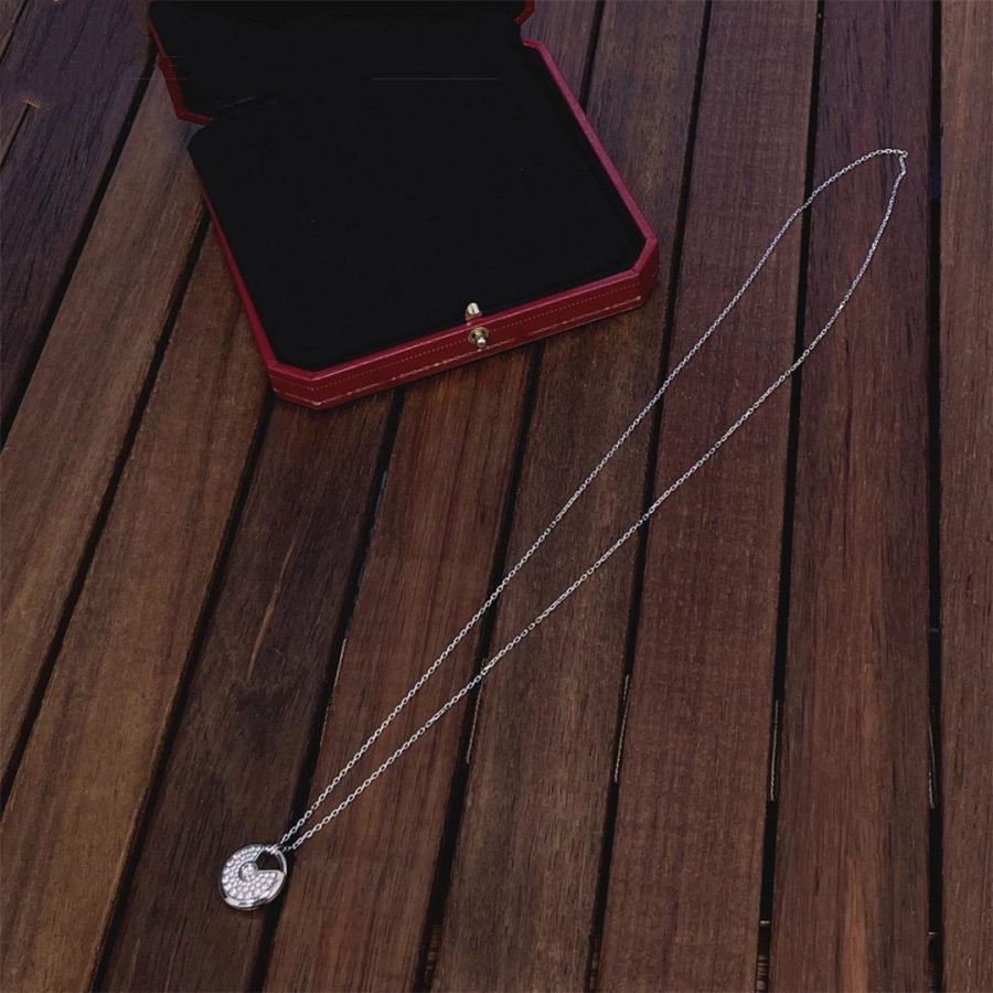 [Eterna Jewels]AMULETTE SILVER FULL DIAMOND NECKLACE