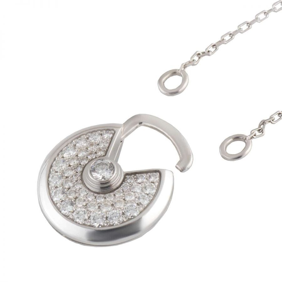 [Eterna Jewels]AMULETTE SILVER FULL DIAMOND NECKLACE