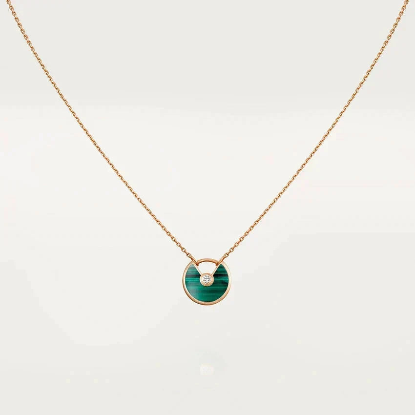 [Eterna Jewels]AMULETTE ROSE GOLD MALACHITE NECKLACE