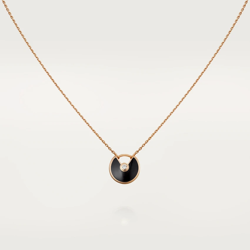 [Eterna Jewels]AMULETTE ROSE GOLD ONYX NECKLACE