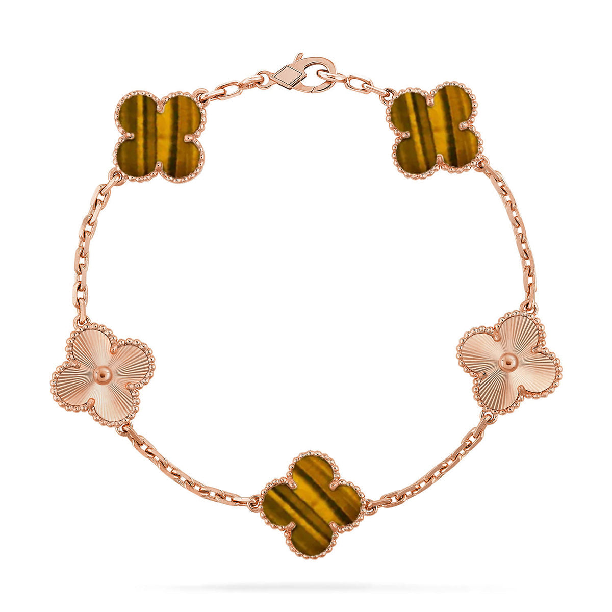[Eterna Jewels] CLOVER 5 MOTIFS TIGER EYE BRACELET COLLECTION