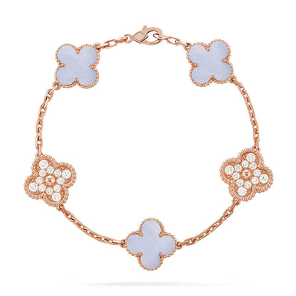 [Eterna Jewels] CLOVER 5 MOTIF PURPLE CHALCEDONY BRACELET COLLECTION