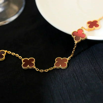 [Eterna Jewels] CLOVER 5 MOTIF RED CORNELIAN BRACELET COLLECTION