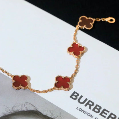 [Eterna Jewels] CLOVER 5 MOTIF RED CORNELIAN BRACELET COLLECTION