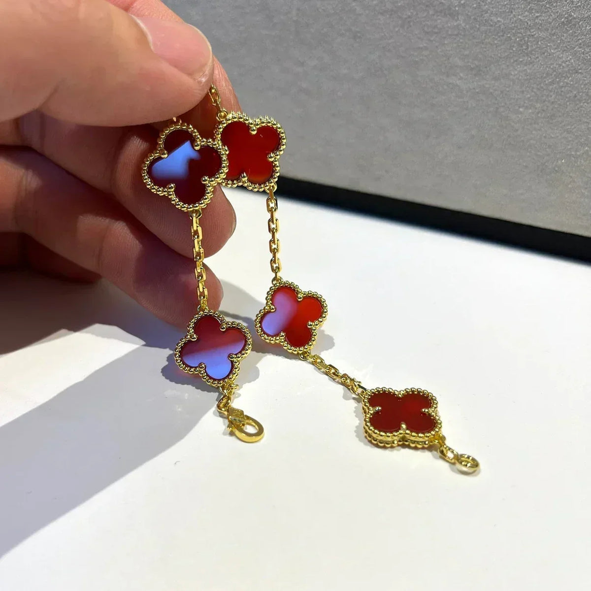 [Eterna Jewels] CLOVER 5 MOTIF RED CORNELIAN BRACELET COLLECTION